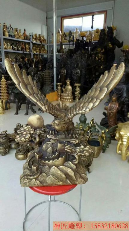 铸铜老鹰雕塑,老鹰工艺品,办公室老鹰雕塑