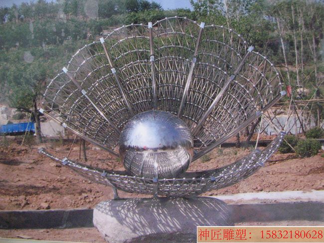 不锈钢贝壳雕塑,珍珠种植基地雕塑,厂家定制