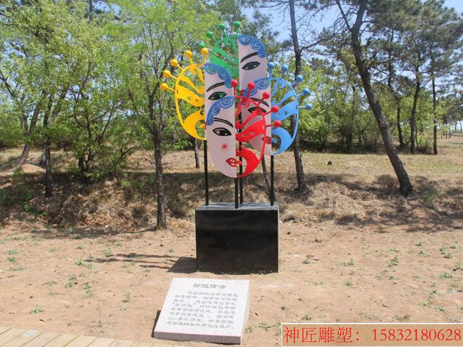 不锈钢脸谱抽象雕塑,金属脸谱雕塑,图片